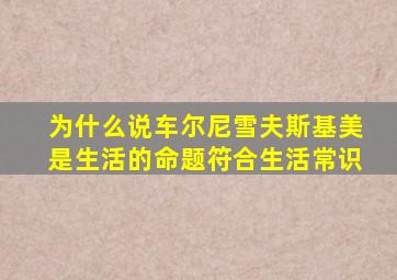为什么说车尔尼雪夫斯基美是生活的命题符合生活常识