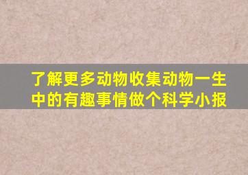 了解更多动物收集动物一生中的有趣事情做个科学小报