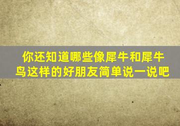 你还知道哪些像犀牛和犀牛鸟这样的好朋友简单说一说吧