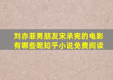 刘亦菲男朋友宋承宪的电影有哪些呢知乎小说免费阅读