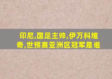 印尼,国足主帅,伊万科维奇,世预赛亚洲区冠军是谁