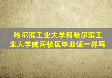 哈尔滨工业大学和哈尔滨工业大学威海校区毕业证一样吗