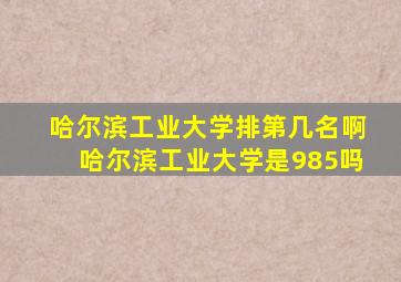 哈尔滨工业大学排第几名啊哈尔滨工业大学是985吗