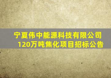 宁夏伟中能源科技有限公司120万吨焦化项目招标公告