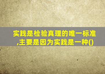 实践是检验真理的唯一标准,主要是因为实践是一种()