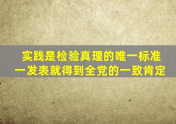 实践是检验真理的唯一标准一发表就得到全党的一致肯定