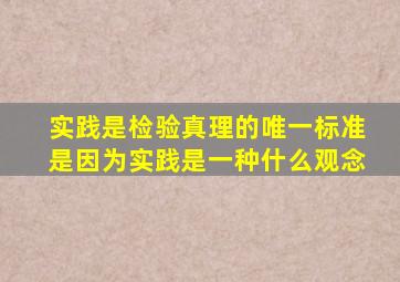 实践是检验真理的唯一标准是因为实践是一种什么观念