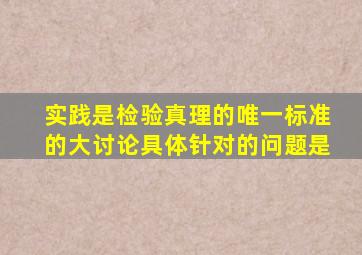 实践是检验真理的唯一标准的大讨论具体针对的问题是