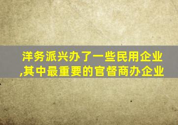 洋务派兴办了一些民用企业,其中最重要的官督商办企业