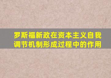 罗斯福新政在资本主义自我调节机制形成过程中的作用