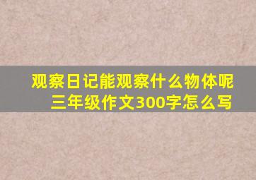观察日记能观察什么物体呢三年级作文300字怎么写